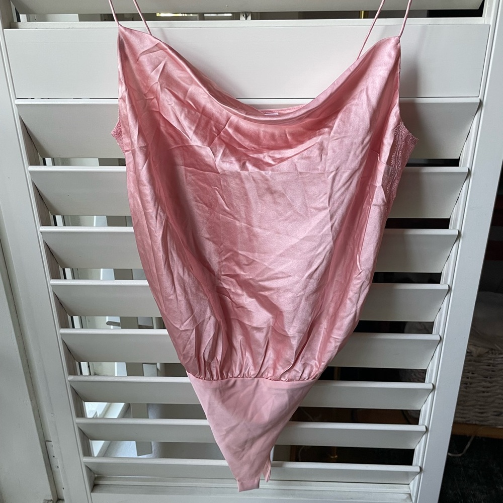 Cami NYC Pink Silk Lace Bodysuit NWT